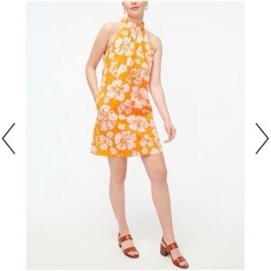 J. Crew Orange Floral Halter Mini Dress SZ 6